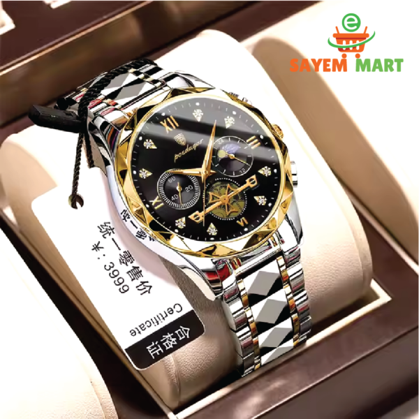 Poedagar 996 Diamond Cut Watch (Black) - Image 2